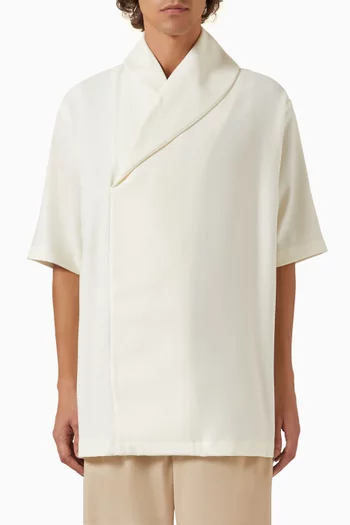 Wrap Collar Shirt in Japanese Fabric