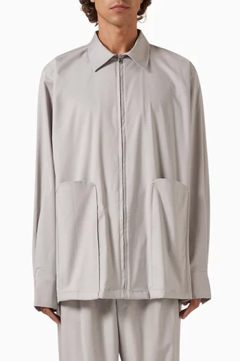 Long Pocket Zip-up Shirt in Japanese Fabric