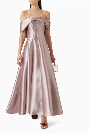 Off-shoulder Gown in Satin