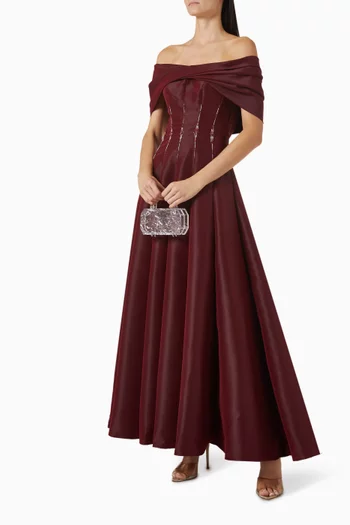Off-shoulder Gown in Satin