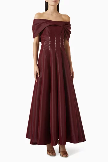 Off-shoulder Gown in Satin