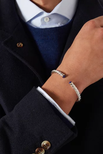 Cable Cuff Lapis Lazuli Bracelet in Sterling Silver