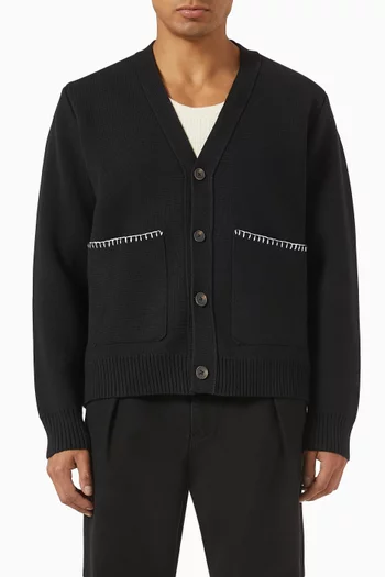 Whipstitch Cardigan in Combed Cotton