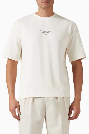 تي شيرت بطبعة لوحة سن فلاورز لفان جوخ قطن جيرسيه