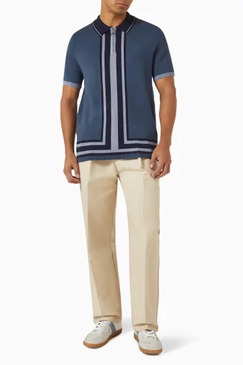 Contrast Border Zip Polo Shirt in Knit