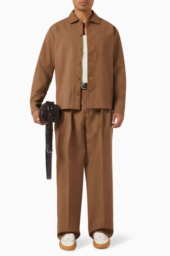 Hatched Tailored Overshirt in Twill