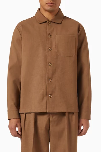 Hatched Tailored Overshirt in Twill