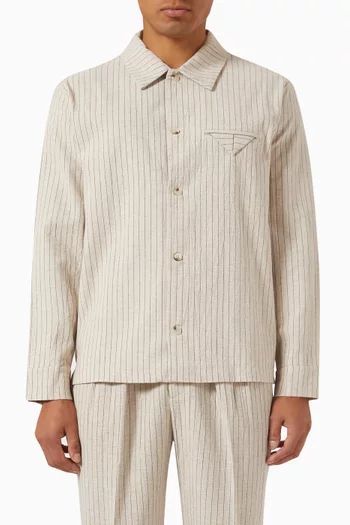 Pinstripe Overshirt in Cotton-linen