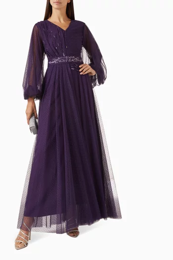 Embellished Maxi Dress in Tulle