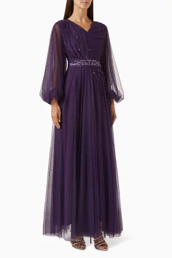 Embellished Maxi Dress in Tulle