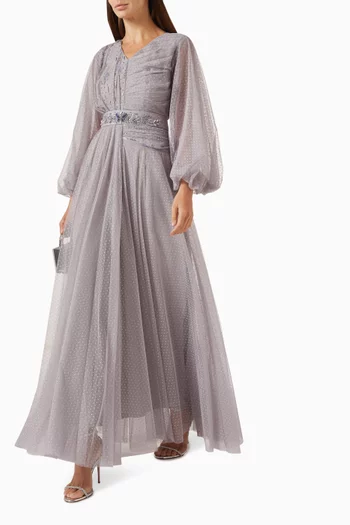 Embellished Maxi Dress in Tulle