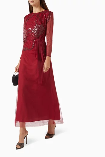 Sequin-embellished Midi Dress in Tulle