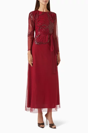 Sequin-embellished Midi Dress in Tulle
