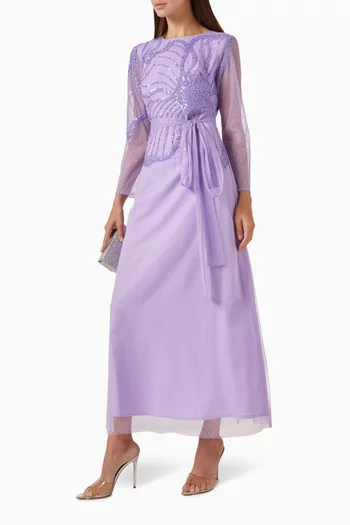 Sequin-embellished Midi Dress in Tulle