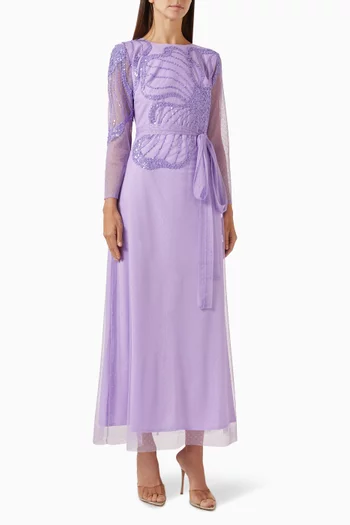 Sequin-embellished Midi Dress in Tulle