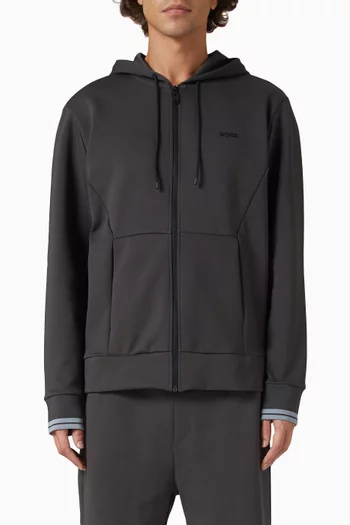 Stripe Zip Hoodie in Cotton-blend