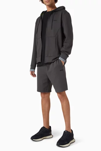 Stripe Straight Shorts in Cotton-blend