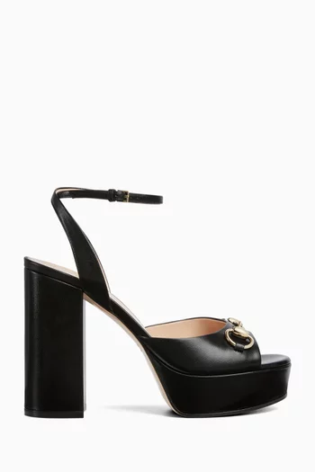 115 Horsebit Platform Sandals in Leather