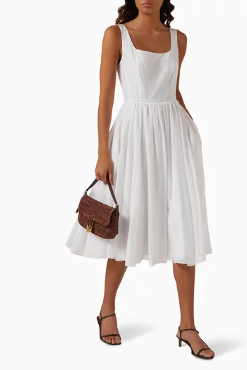 Belted Midi Dress in Cotton & Silk