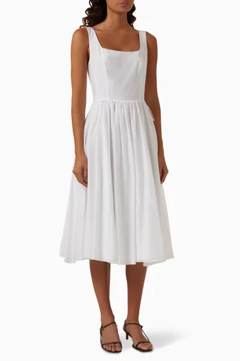Belted Midi Dress in Cotton & Silk