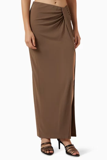 Draped Maxi Skirt in Crepe
