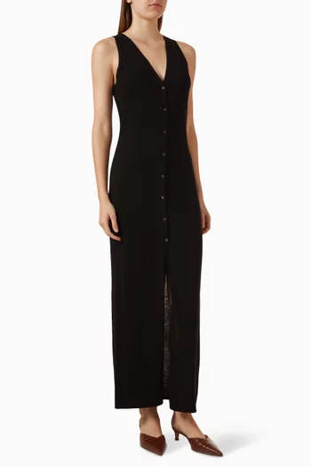 Button-up Maxi Dress in Silk & Cotton