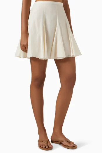 Flared Mini Skirt in Cotton & Silk