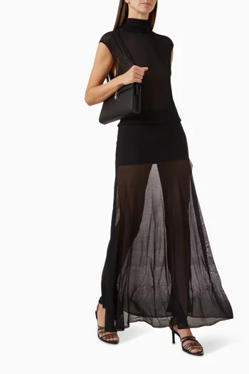 Turtleneck Maxi Dress in Viscose-blend Knit