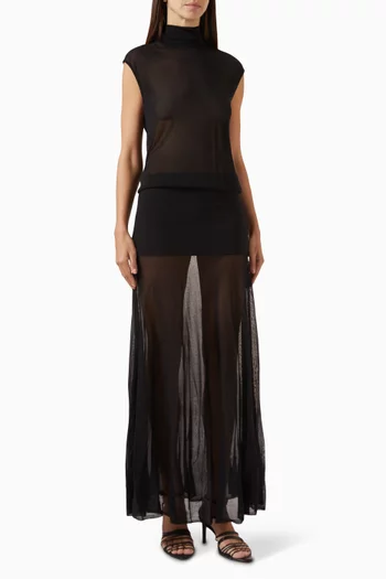 Turtleneck Maxi Dress in Viscose-blend Knit