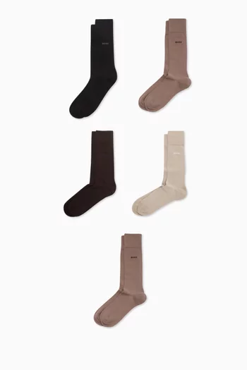 Regular-length Socks in Cotton-blend, Set of 5