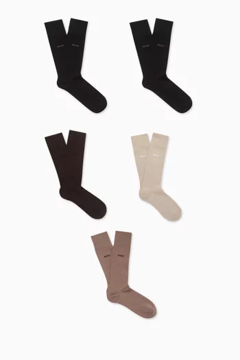 Regular-length Socks in Cotton-blend, Set of 5