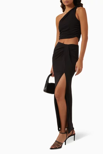 Draped Maxi Skirt in Crepe