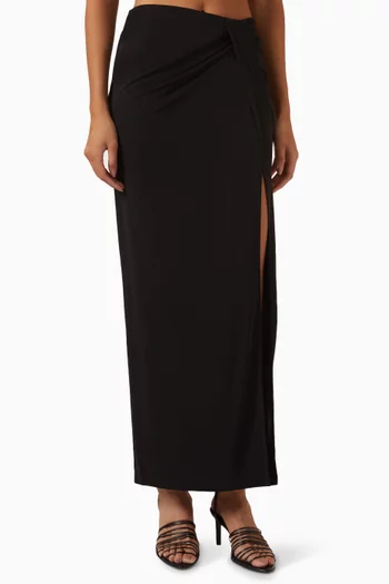 Draped Maxi Skirt in Crepe