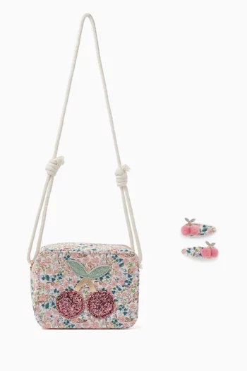 Floral Cherries Bag & Clips Set