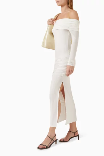 Off-shoulder Dress in Modal-silk Blend