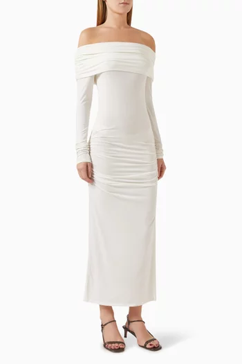 Off-shoulder Dress in Modal-silk Blend