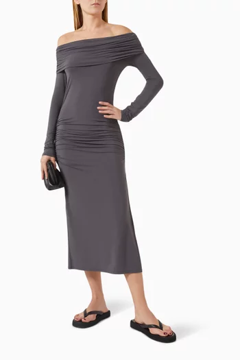 Off-shoulder Dress in Modal-silk Blend