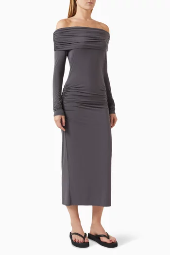 Off-shoulder Dress in Modal-silk Blend