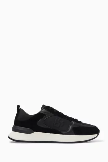 Logo Sneakers in Suede & Coated Fabric