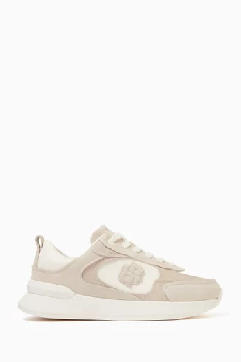 Logo Sneakers in Suede & Coated Fabric