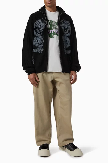Dragon Zip-up Sweater in Cotton knit