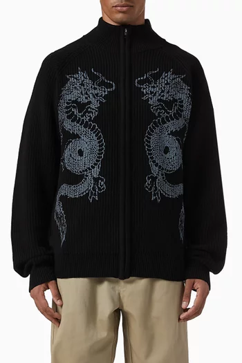 Dragon Zip-up Sweater in Cotton knit
