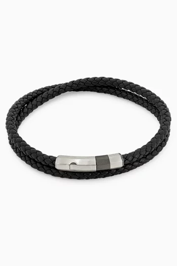 سوار بمشبك ضغط ثماني الأضلاع بتصميم ملفوف بطبقتين جلد