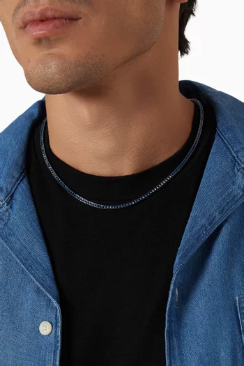 Quadro Tennis Necklace in Rhodium-plated Sterling Silver