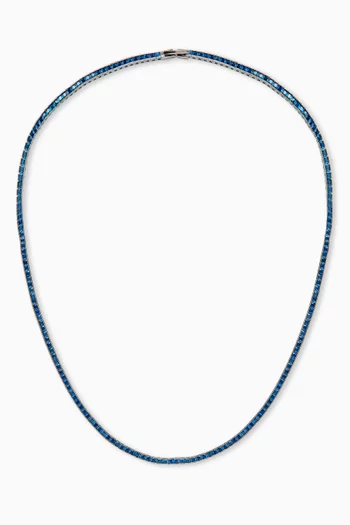 Quadro Tennis Necklace in Rhodium-plated Sterling Silver