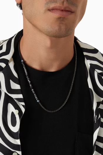 Sennit Catena Evil Eye Necklace in Ruthenium-plated Silver
