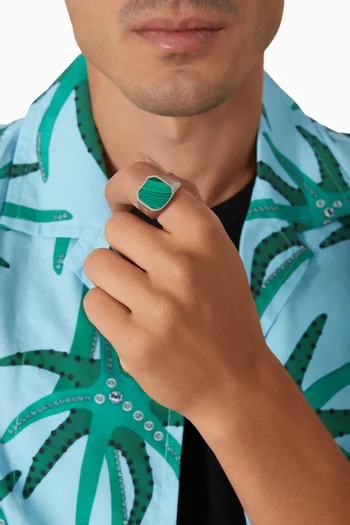 Malachite Signet Ring in Rhodium-plated Silver