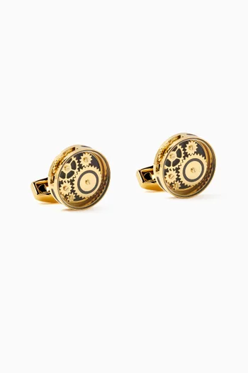 Carousel Gear Cufflinks in Yellow Gold-plated Metal