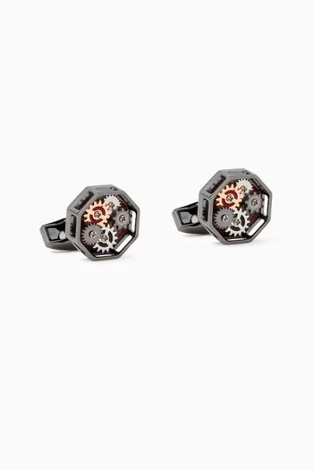 Octo Gear Cufflinks in Gunmetal-plated Metal