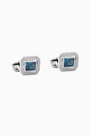 CZ Halo Cufflinks in Rhodium-plated Metal